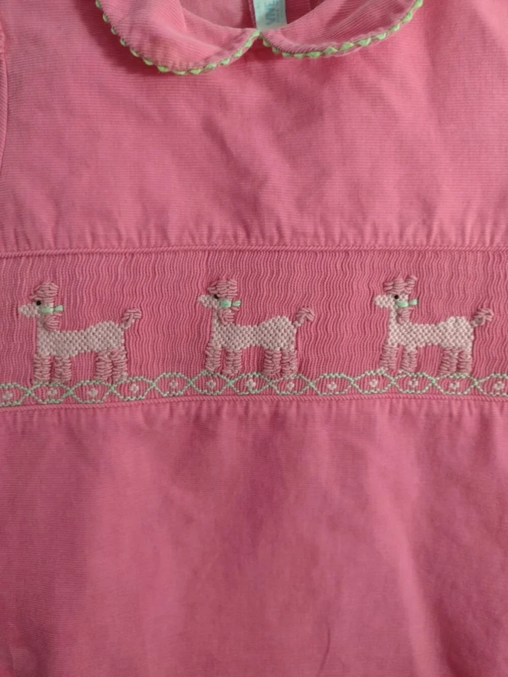 Vive La Fete Corduroy Smocked Poodle Pants Set 6X Pink Vtg Peter Pan Embroidered